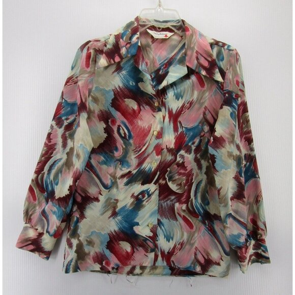 VINTAGE Arrow Top Medium Shirt Button 70s Rockabilly Abstract Funky * - Picture 1 of 12